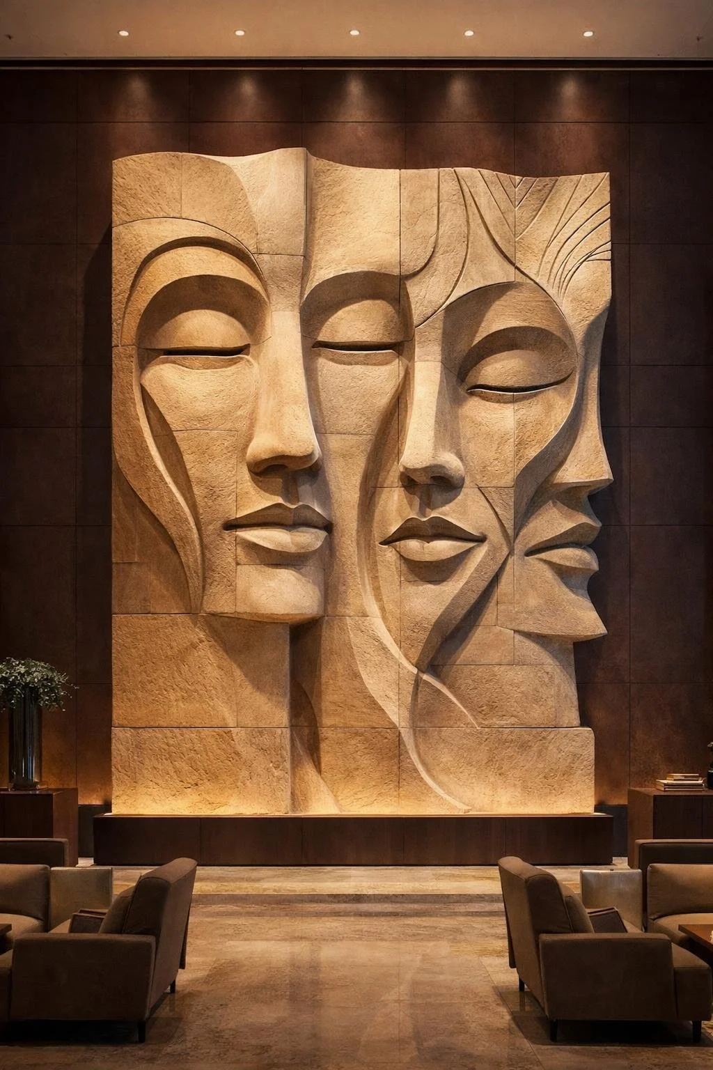 A monumental relief commission — Hero — full installation